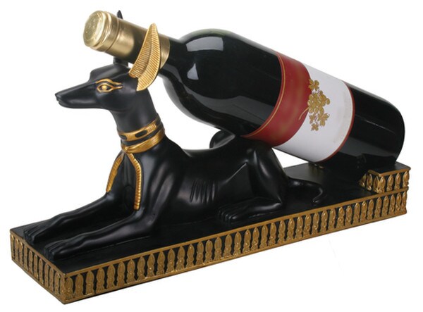 Anubis Wine Bottle Holder Decorative Sculpture Caddy
